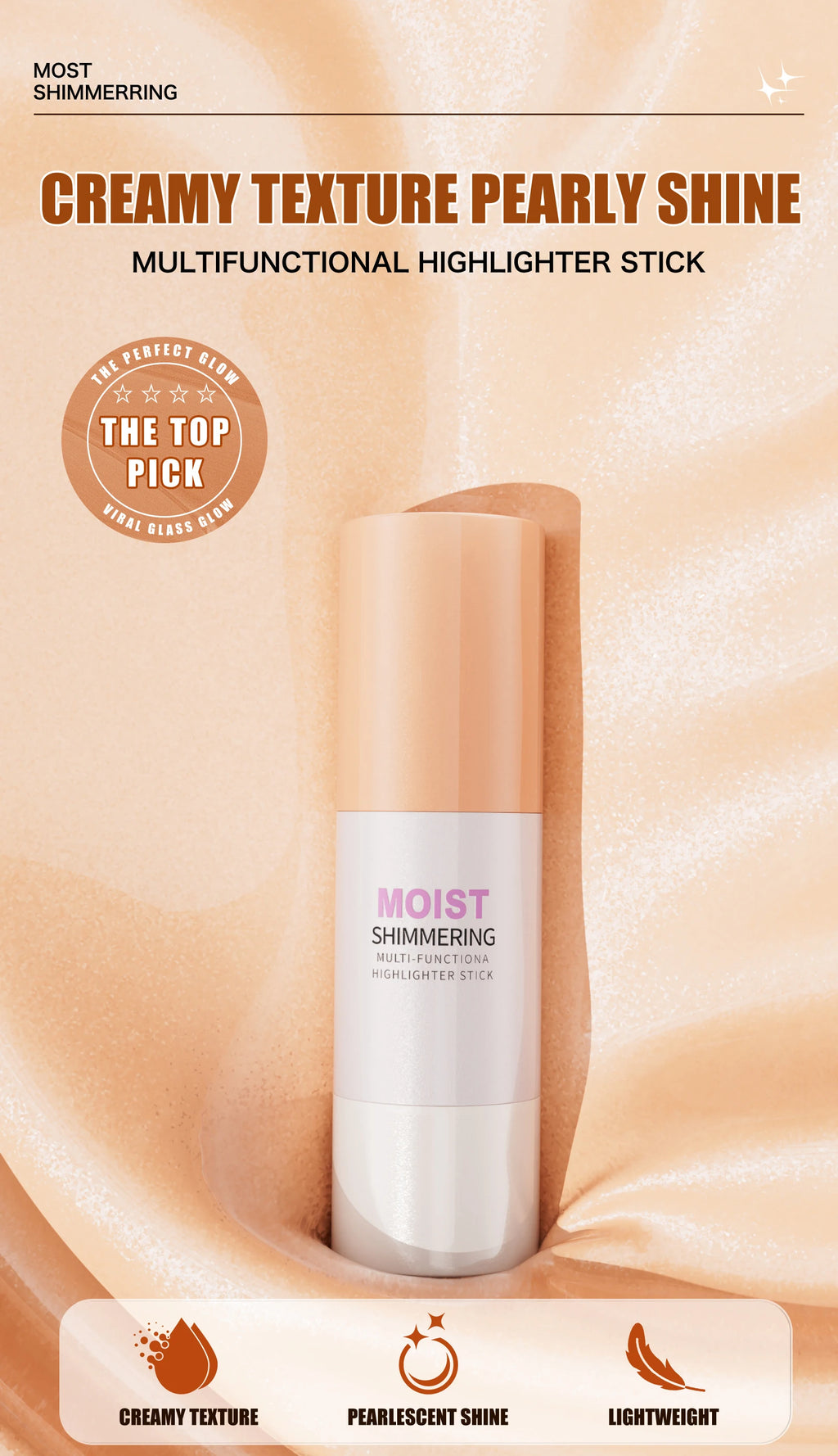 [Brilho Natural] 1 Unidade Glowup Highlighter Stick – Iluminador em Bastão para Contorno e Iluminação Facial, Cobertura Média e Intensidade Construível