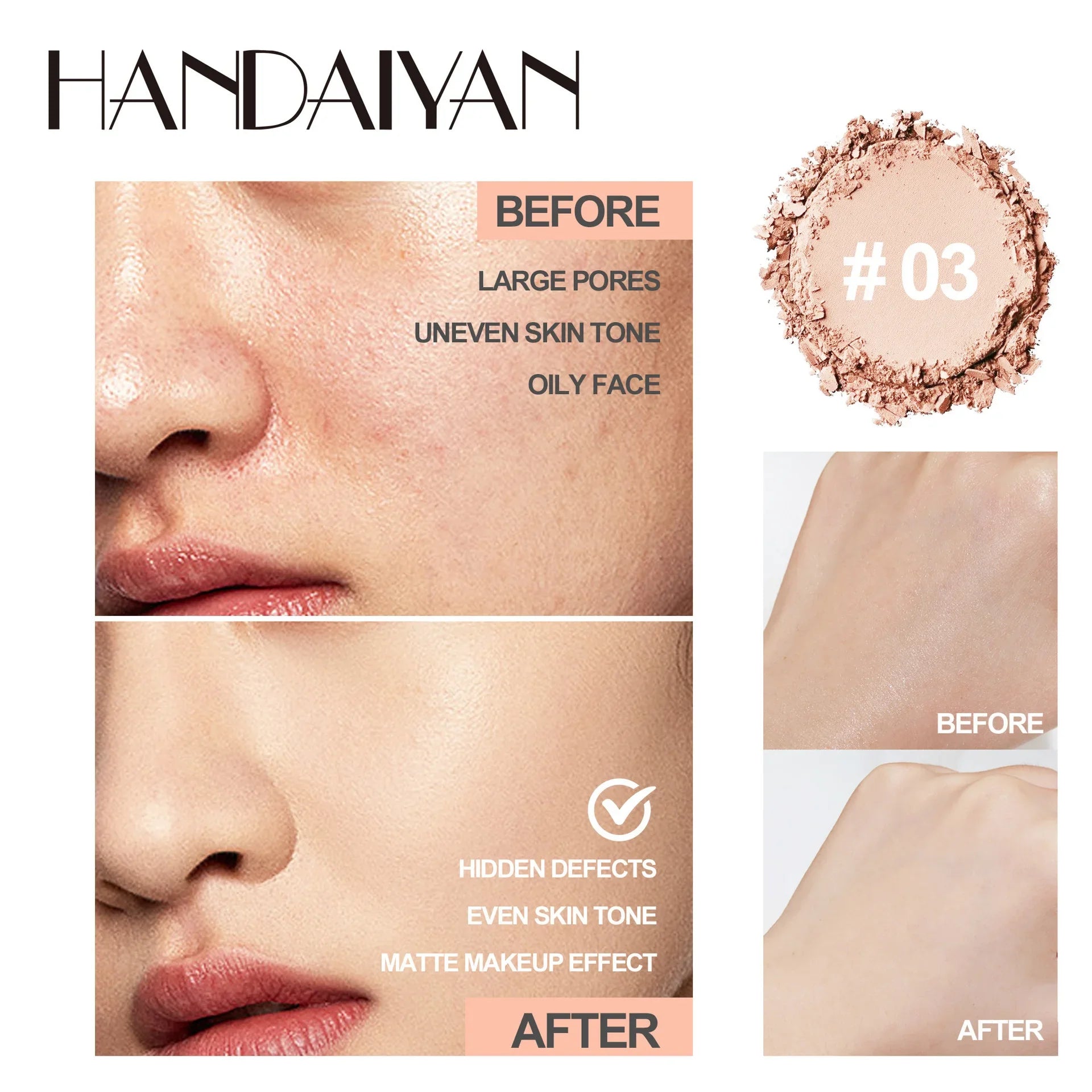 💎✨ Pó Compacto Matte de Longa Duração