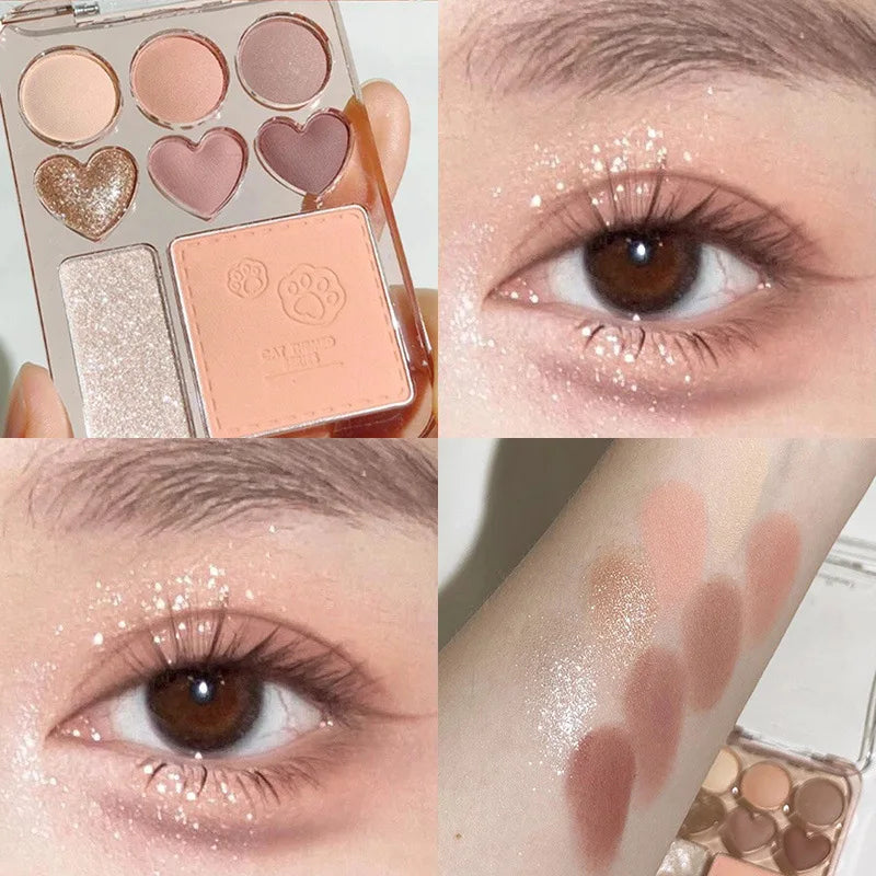 💖✨ Paleta 3 em 1 Coração – Sombras, Blush e Iluminador