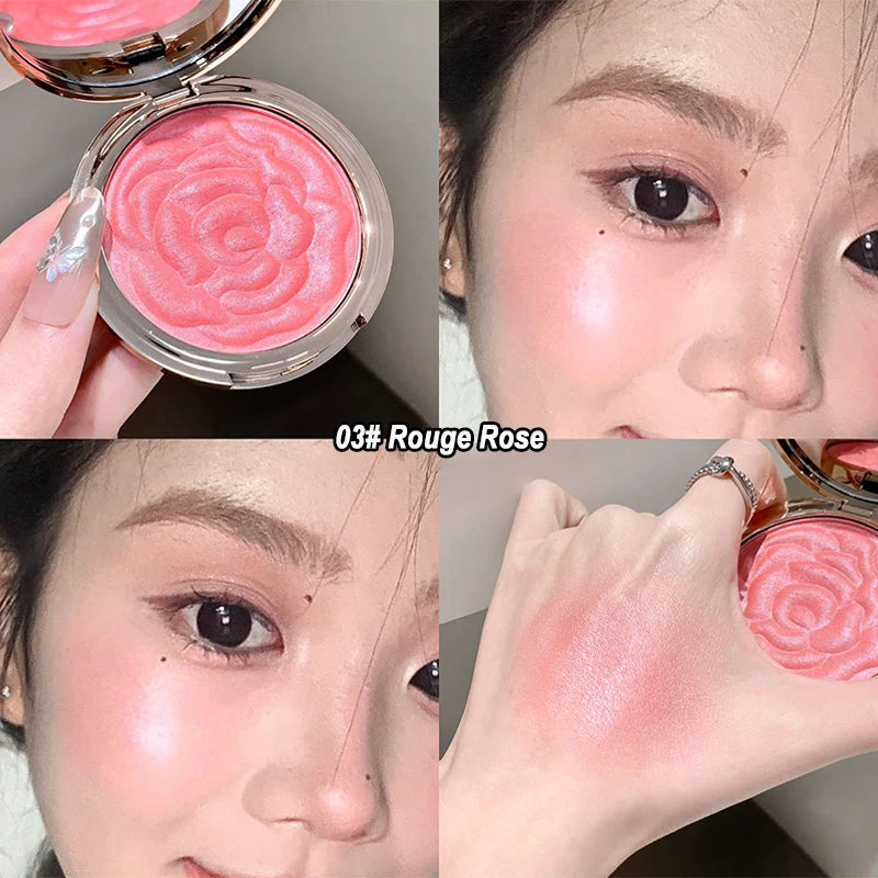 🌹✨ Blush em Pó Rosa com Design Floral