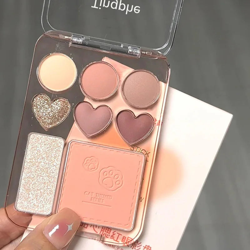 💖✨ Paleta 3 em 1 Coração – Sombras, Blush e Iluminador