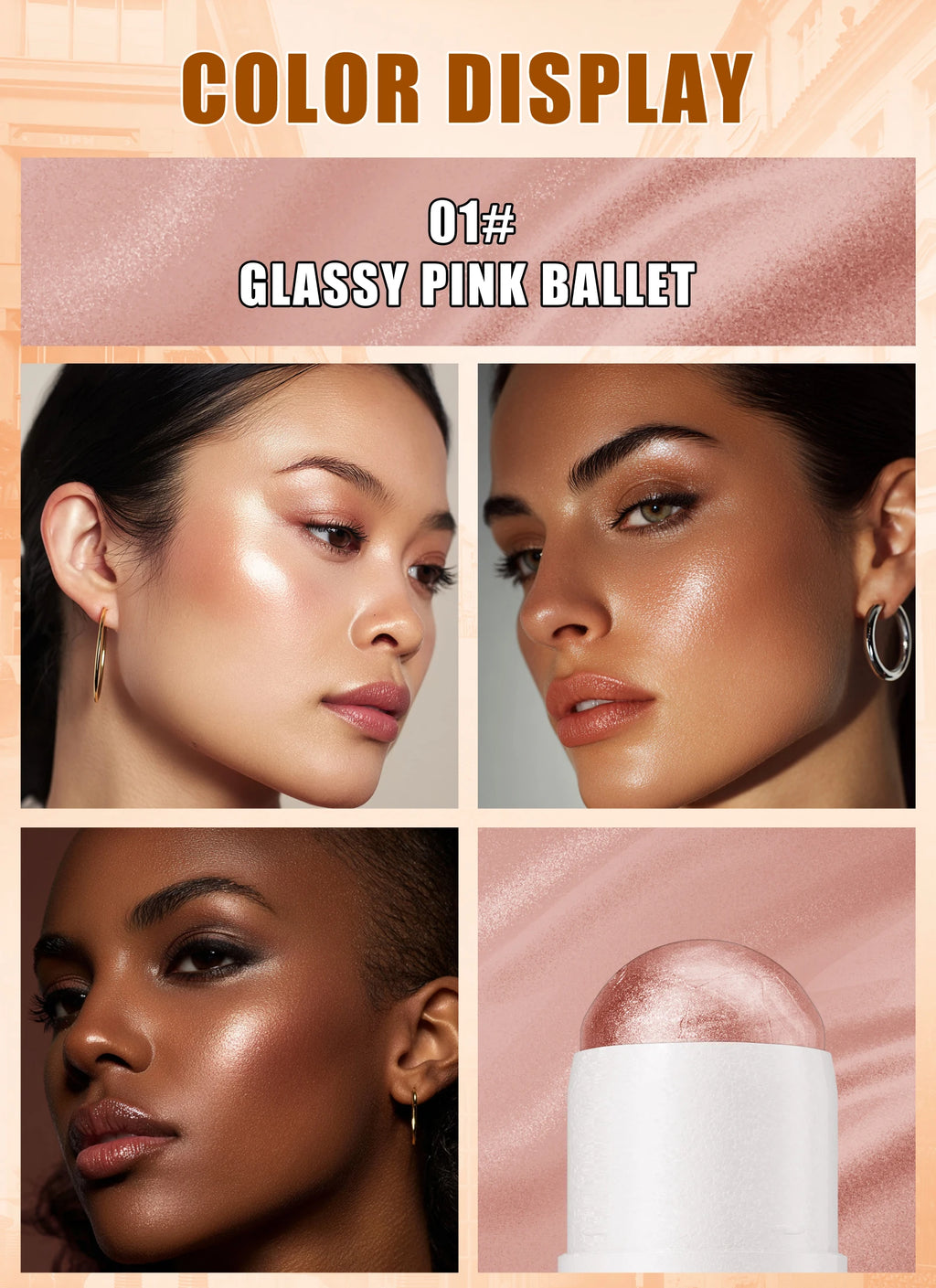 Iluminador em Bastão Natural Brightening – Maquiagem para Contorno e Iluminação Facial, Cobertura Média e Resistente à Água