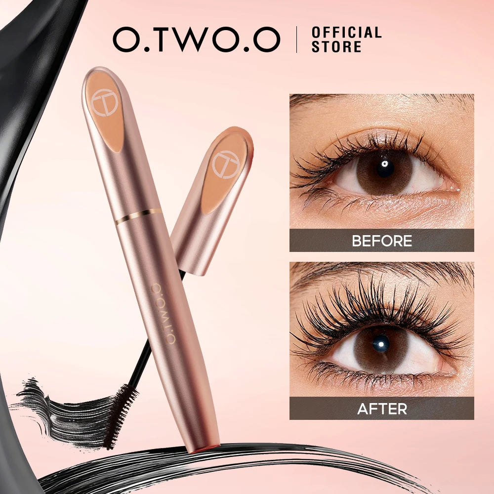 Máscara para Cílios O.TWO.O Preta 3D Silk Fiber – À Prova d’Água, Longa Duração, Alongamento, Volume e Curvatura para Maquiagem dos Olhos