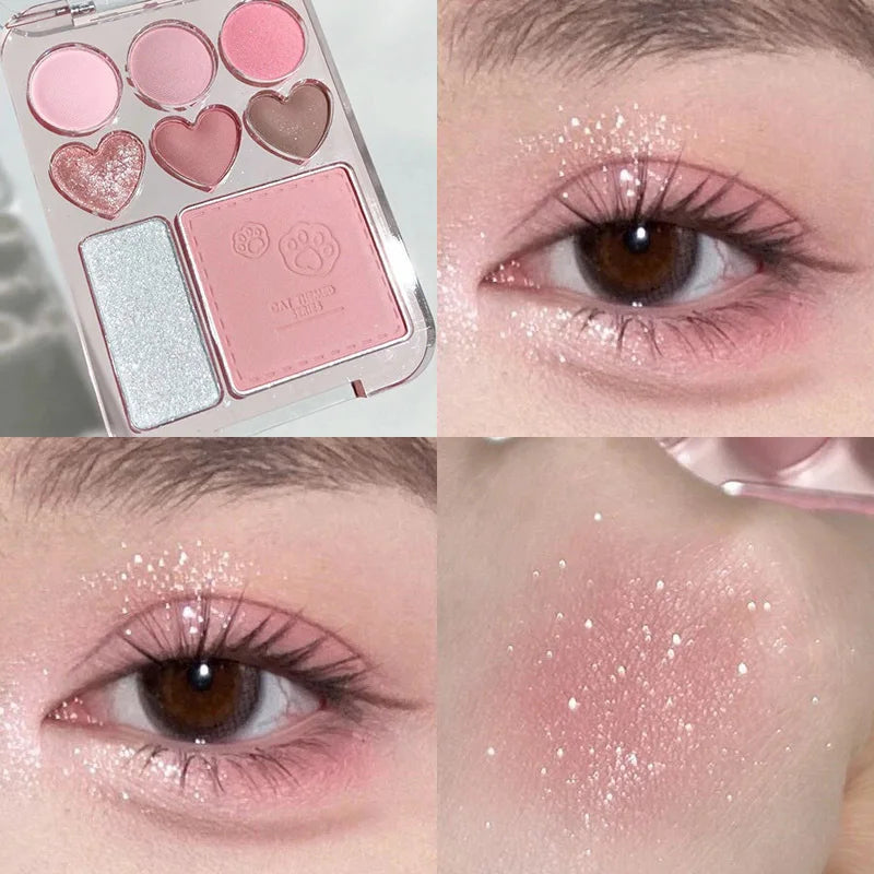 💖✨ Paleta 3 em 1 Coração – Sombras, Blush e Iluminador