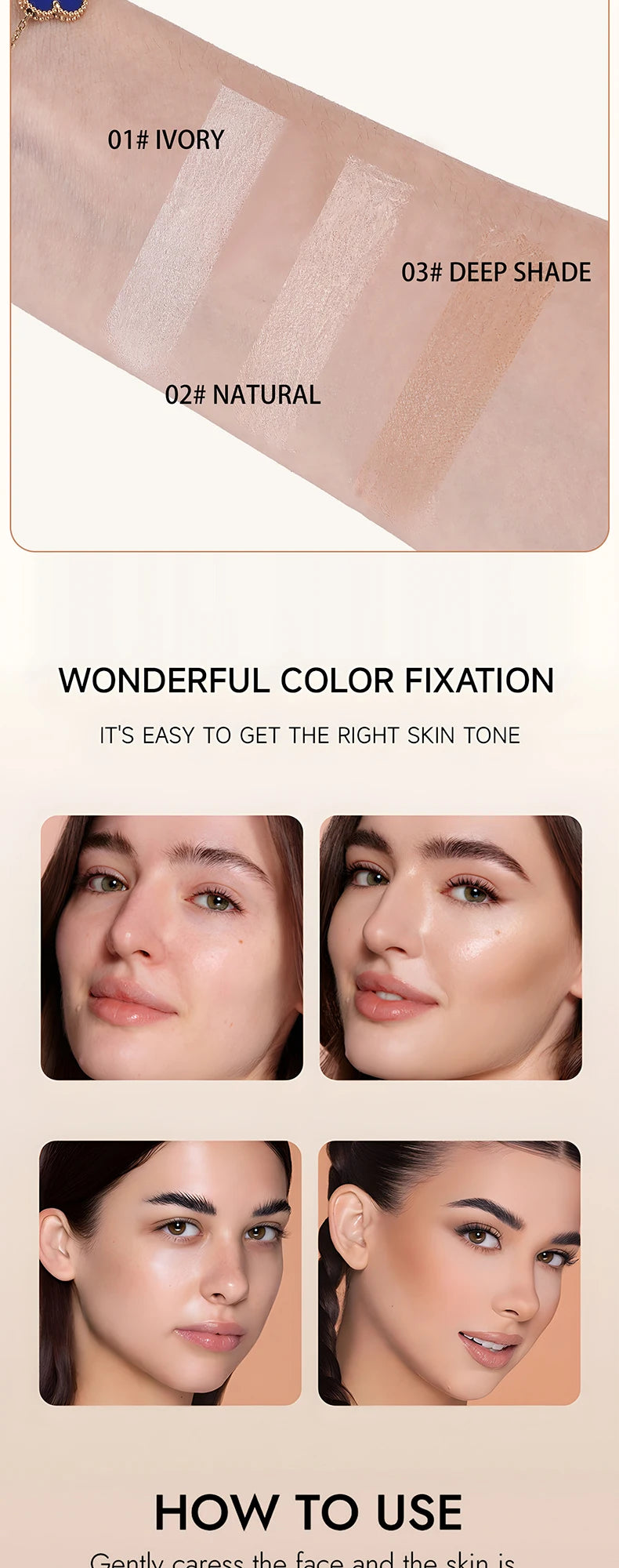 Base em bastão O'CHEAL com mudança de temperatura, cobertura facial, imperfeições, poros, dupla face, acabamento matte.