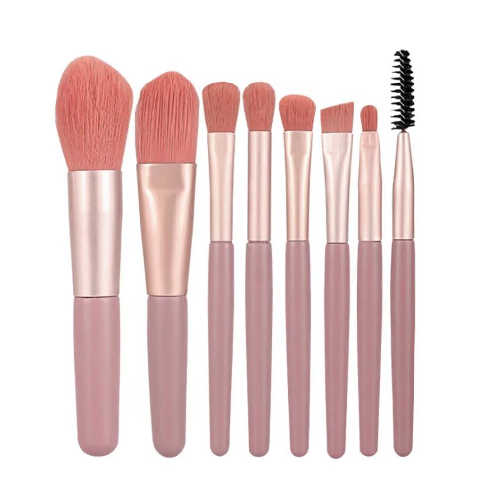 Kit com 8 Pincéis de Maquiagem com Necessaire Transparente