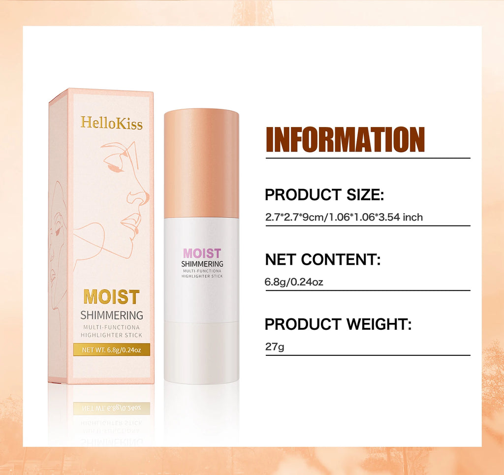 [Brilho Natural] 1 Unidade Glowup Highlighter Stick – Iluminador em Bastão para Contorno e Iluminação Facial, Cobertura Média e Intensidade Construível