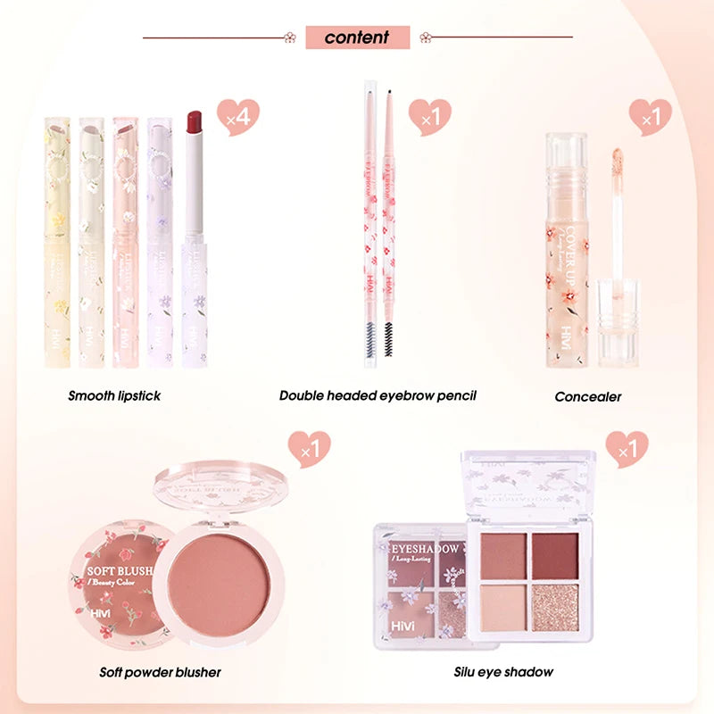 Kit Completo de Maquiagem Feminina com Produtos de Longa Duração e 8 Batons.