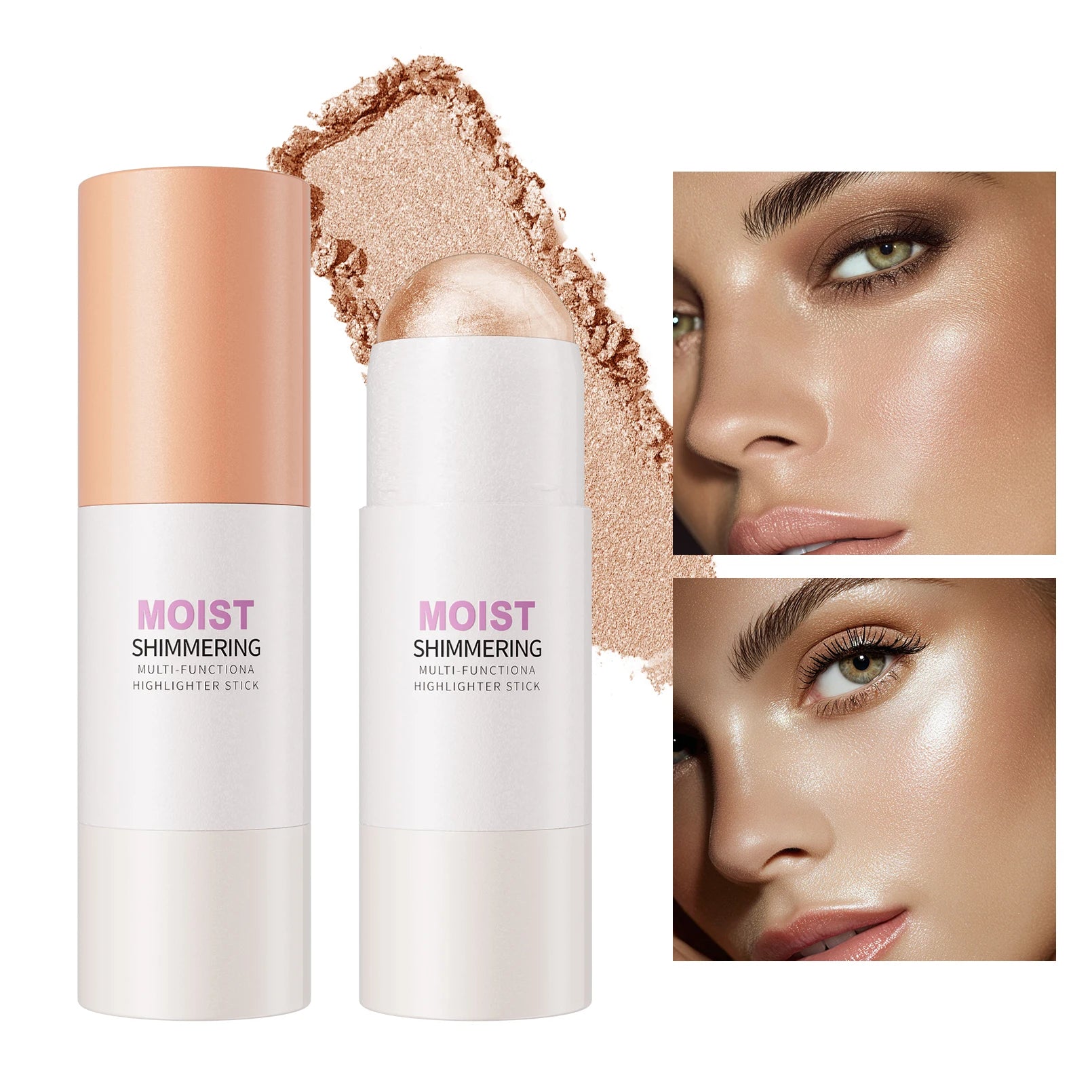 Iluminador em Bastão Natural Brightening – Maquiagem para Contorno e Iluminação Facial, Cobertura Média e Resistente à Água