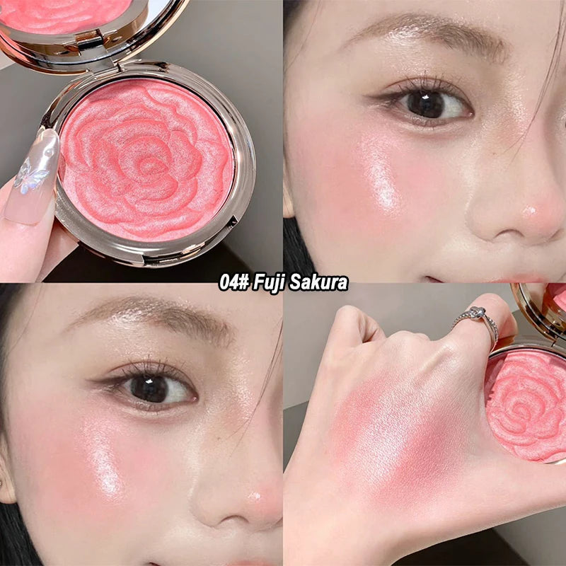 🌹✨ Blush em Pó Rosa com Design Floral