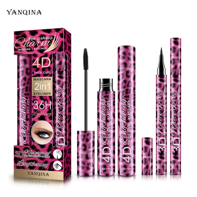 Kit YANQINA – Delineador Líquido, Máscara 4D e Lápis para Sobrancelha