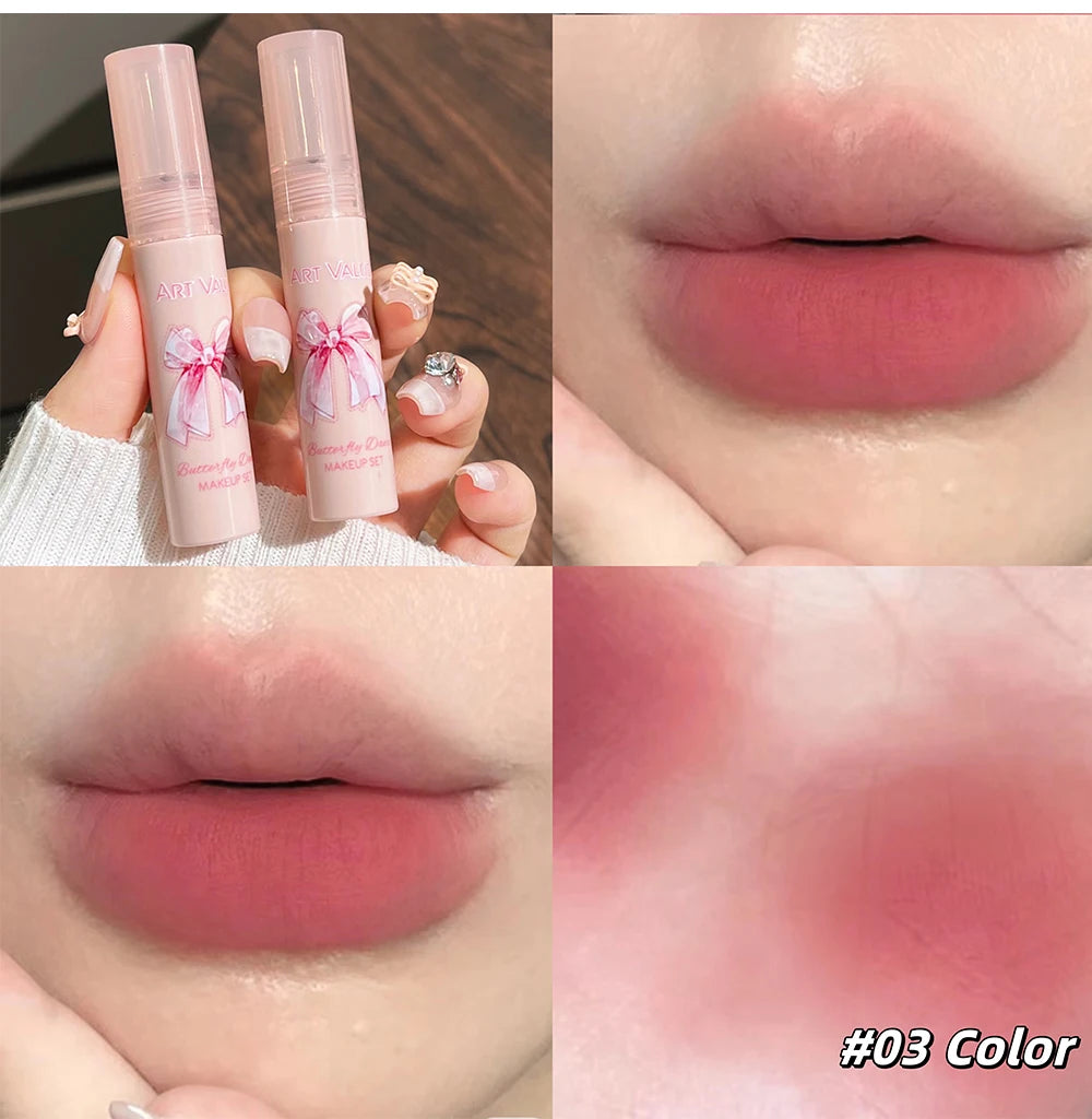 ✨ Kit de Maquiagem Completo com 6 Batons Matte Nude + Paleta de Blush + Colar Brinde