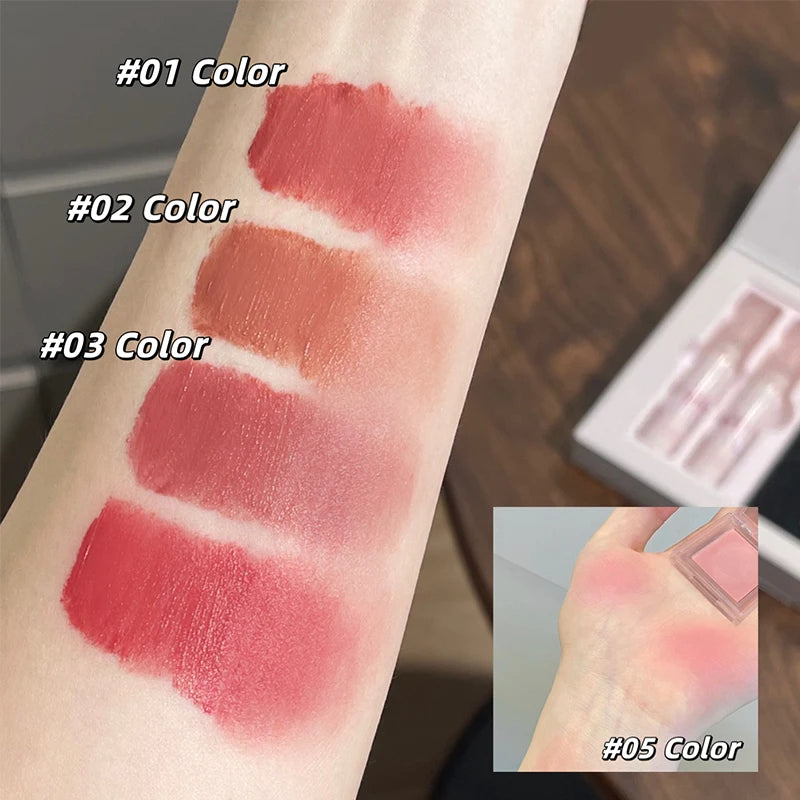 ✨ Kit de Maquiagem Completo com 6 Batons Matte Nude + Paleta de Blush + Colar Brinde