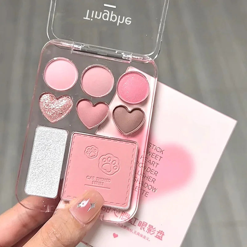 💖✨ Paleta 3 em 1 Coração – Sombras, Blush e Iluminador