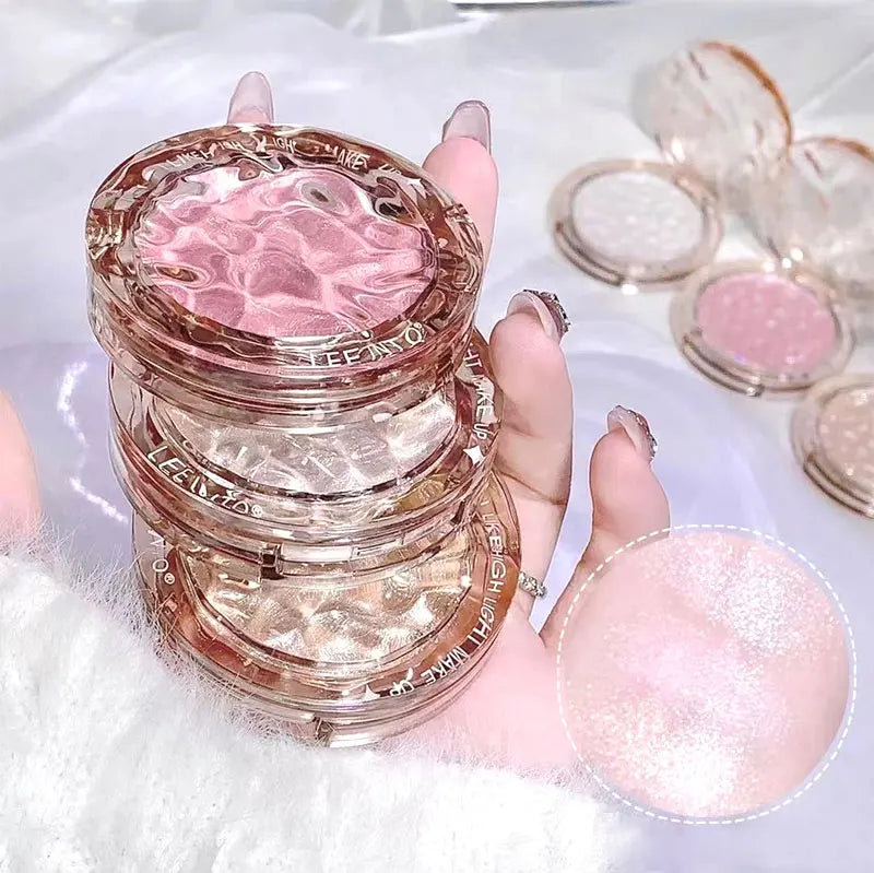 Paleta de Iluminador e Contorno com Glitter de Alto Brilho – Acabamento Natural, Efeito Luminoso, Cobertura de Imperfeições e Longa Duração