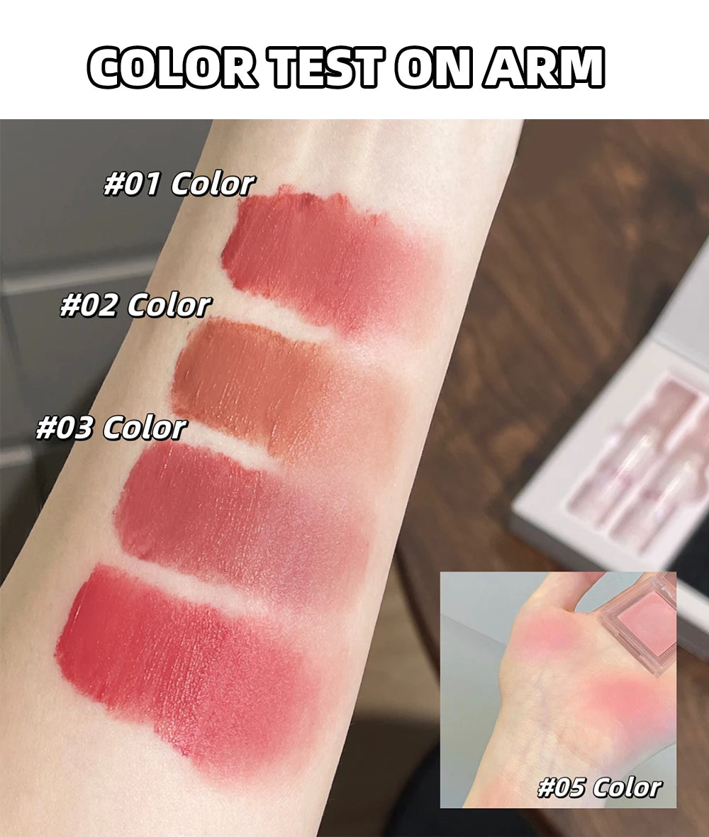 ✨ Kit de Maquiagem Completo com 6 Batons Matte Nude + Paleta de Blush + Colar Brinde