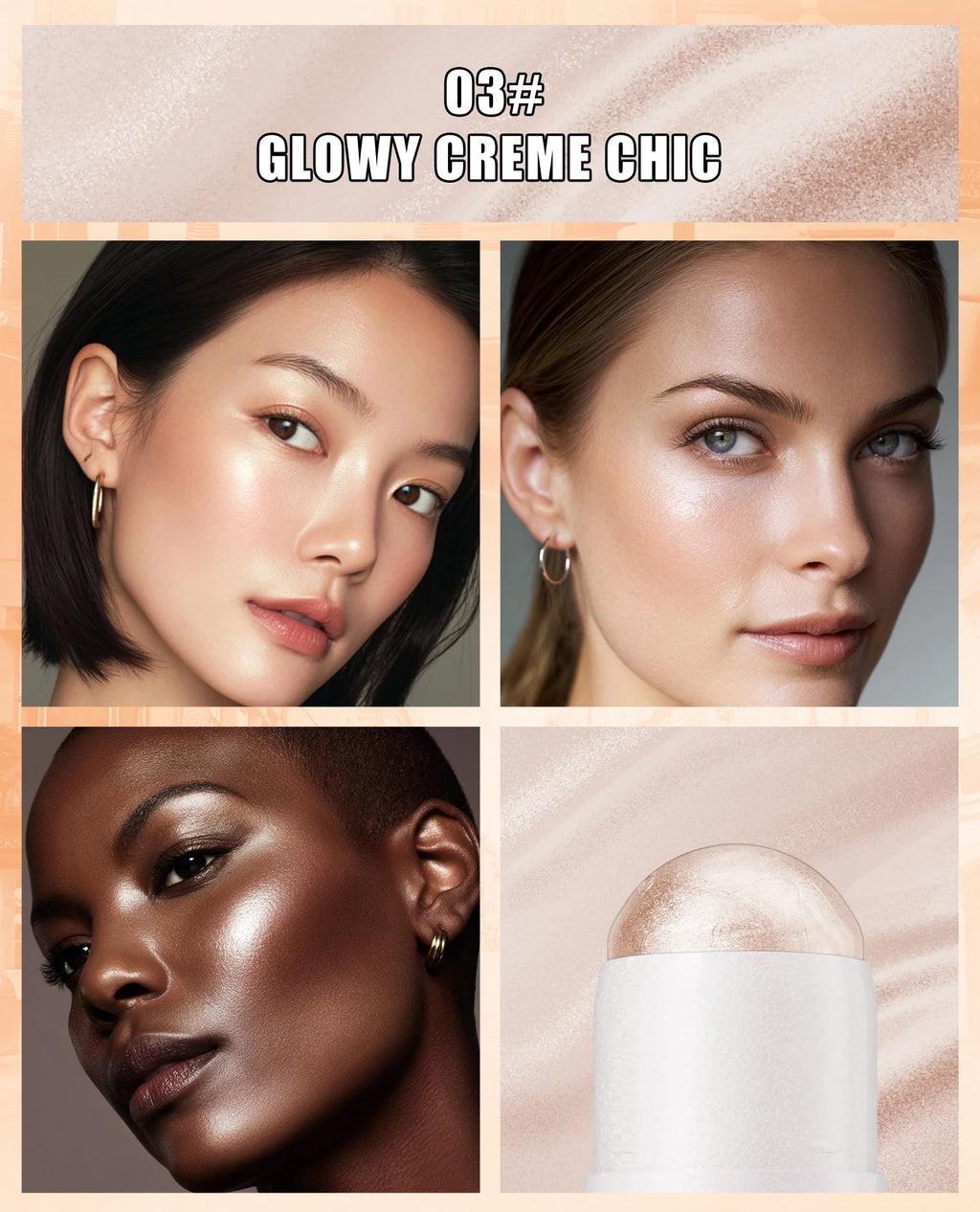 Iluminador em Bastão Natural Brightening – Maquiagem para Contorno e Iluminação Facial, Cobertura Média e Resistente à Água