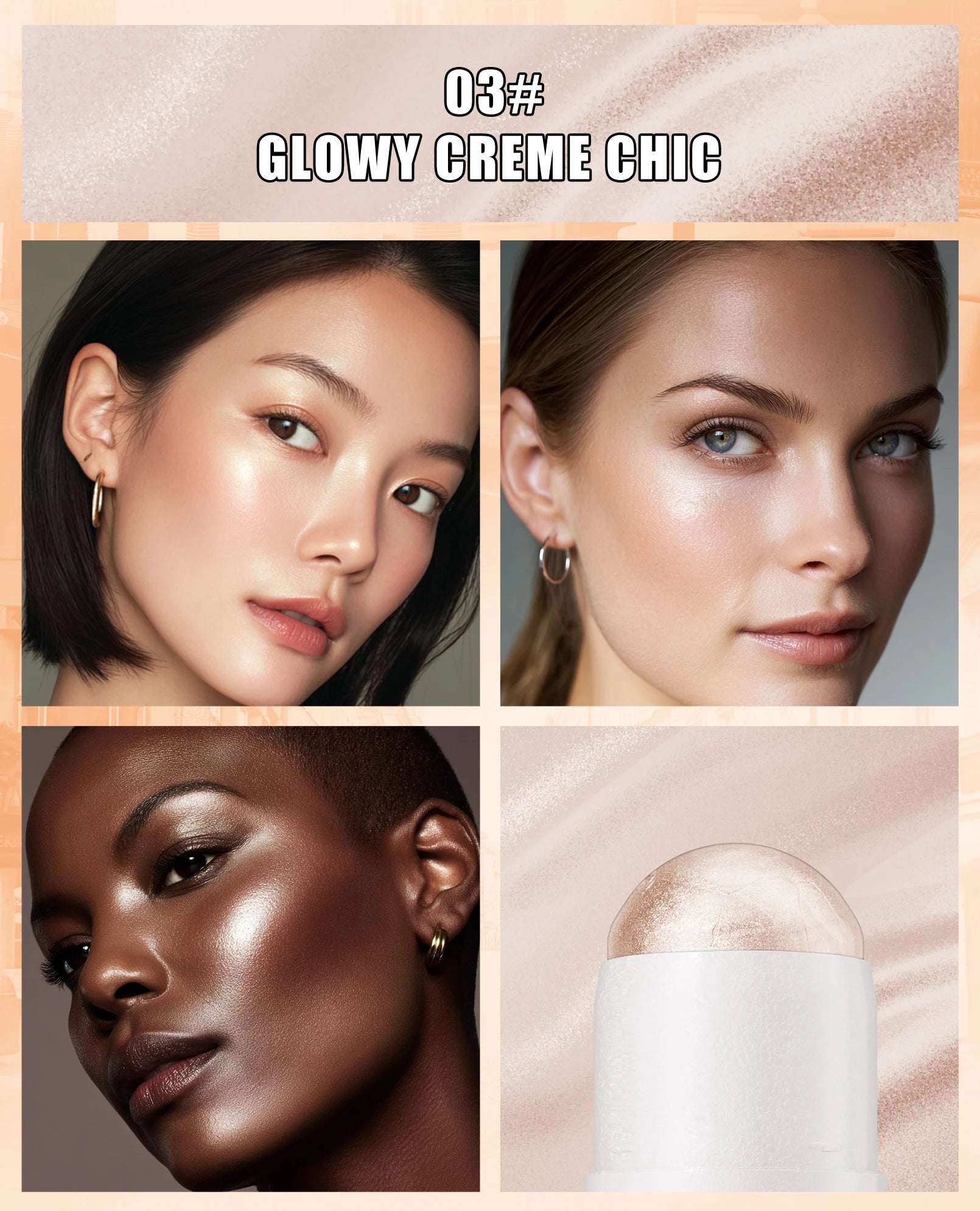 Iluminador em Bastão Natural Brightening – Maquiagem para Contorno e Iluminação Facial, Cobertura Média e Resistente à Água