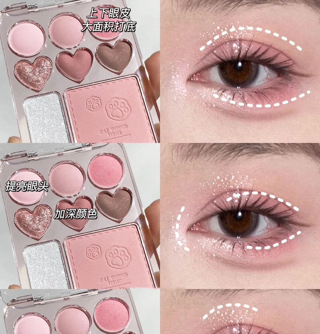 💖✨ Paleta 3 em 1 Coração – Sombras, Blush e Iluminador