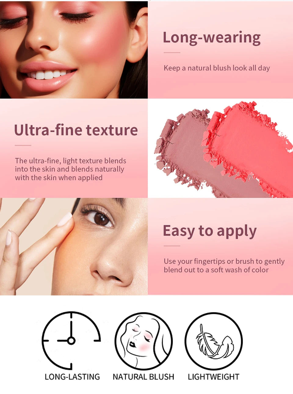 🌸 Blush Facial Matte Natural – Tint para as Bochechas com Efeito Iluminador, Tons Rosa e Vermelho, Contorno Facial e Maquiagem Suave