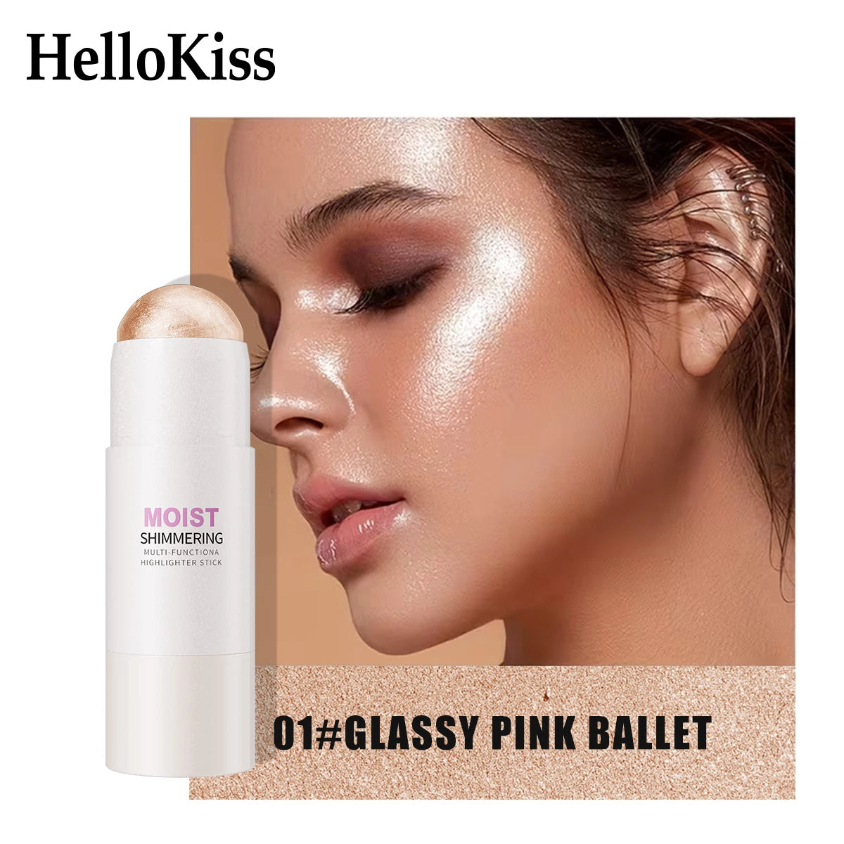 [Brilho Natural] 1 Unidade Glowup Highlighter Stick – Iluminador em Bastão para Contorno e Iluminação Facial, Cobertura Média e Intensidade Construível