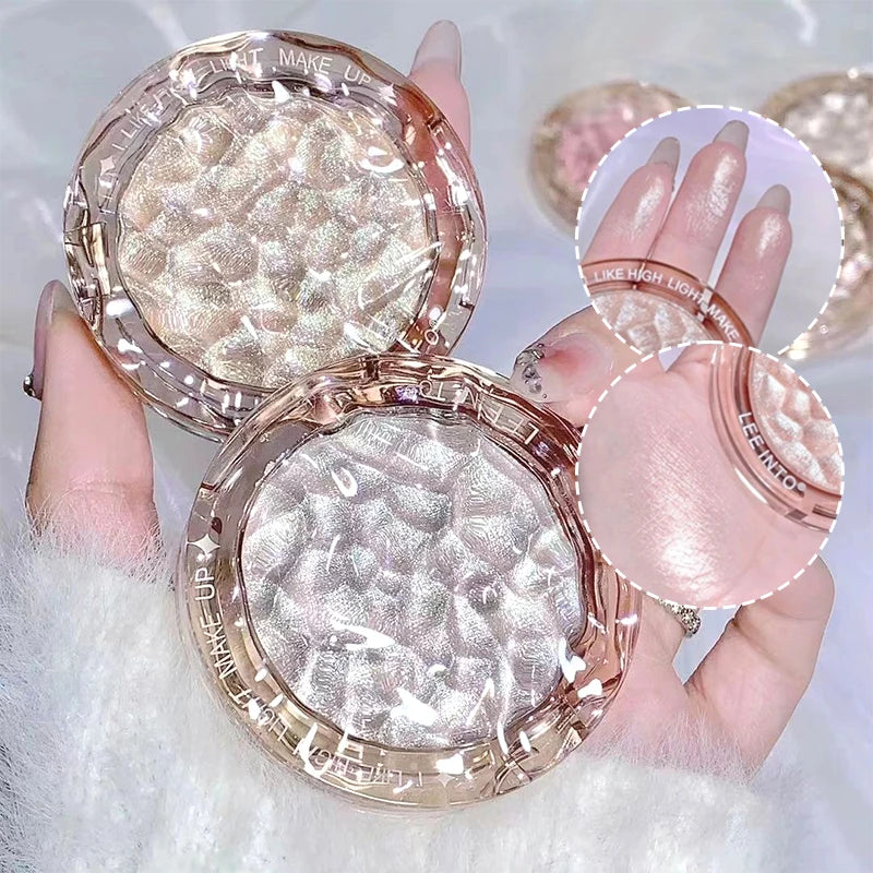 Paleta de Iluminador e Contorno com Glitter de Alto Brilho – Acabamento Natural, Efeito Luminoso, Cobertura de Imperfeições e Longa Duração