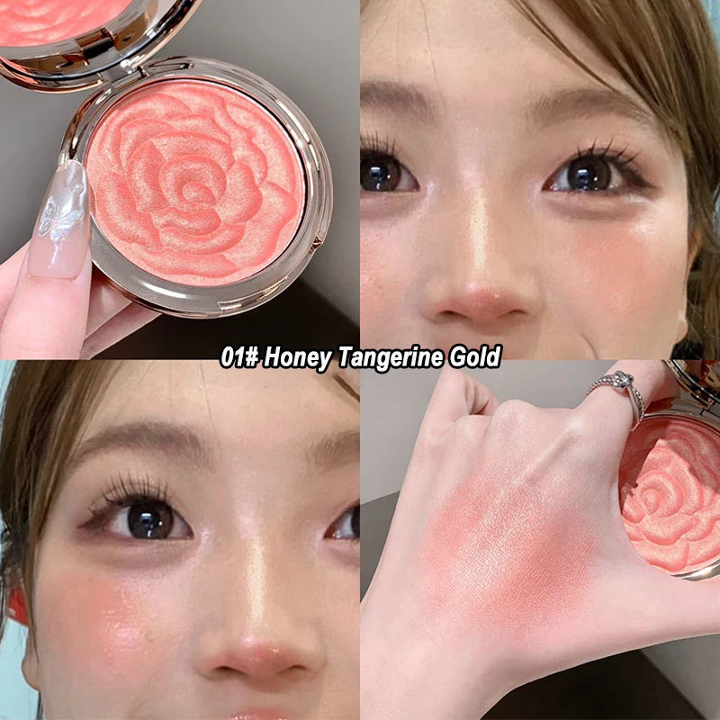🌹✨ Blush em Pó Rosa com Design Floral