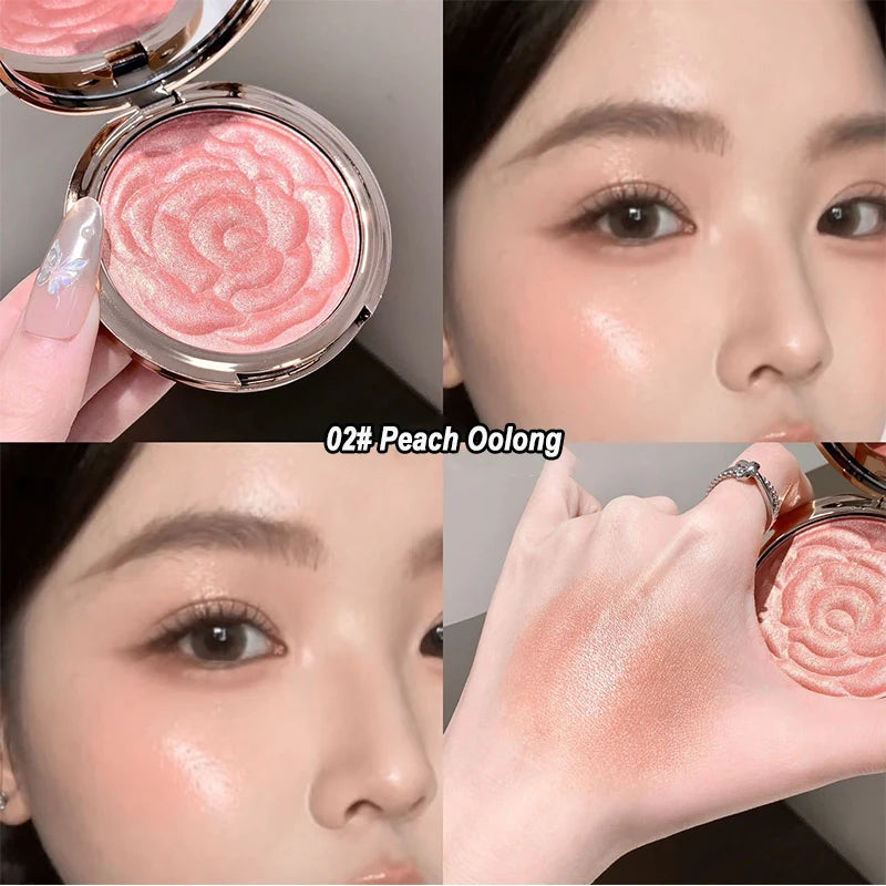 🌹✨ Blush em Pó Rosa com Design Floral