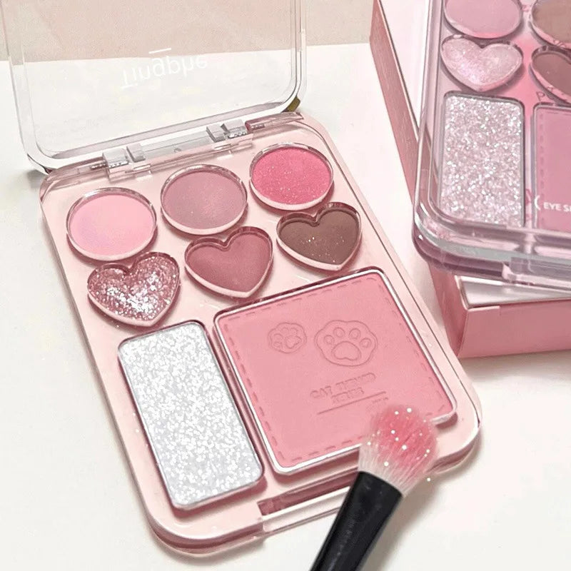 💖✨ Paleta 3 em 1 Coração – Sombras, Blush e Iluminador