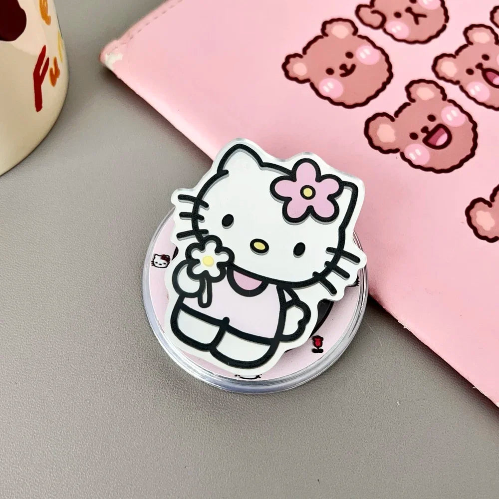 Suporte Magnético para Celular Hello Kitty Sanrio com Espelho – Compatível com MagSafe