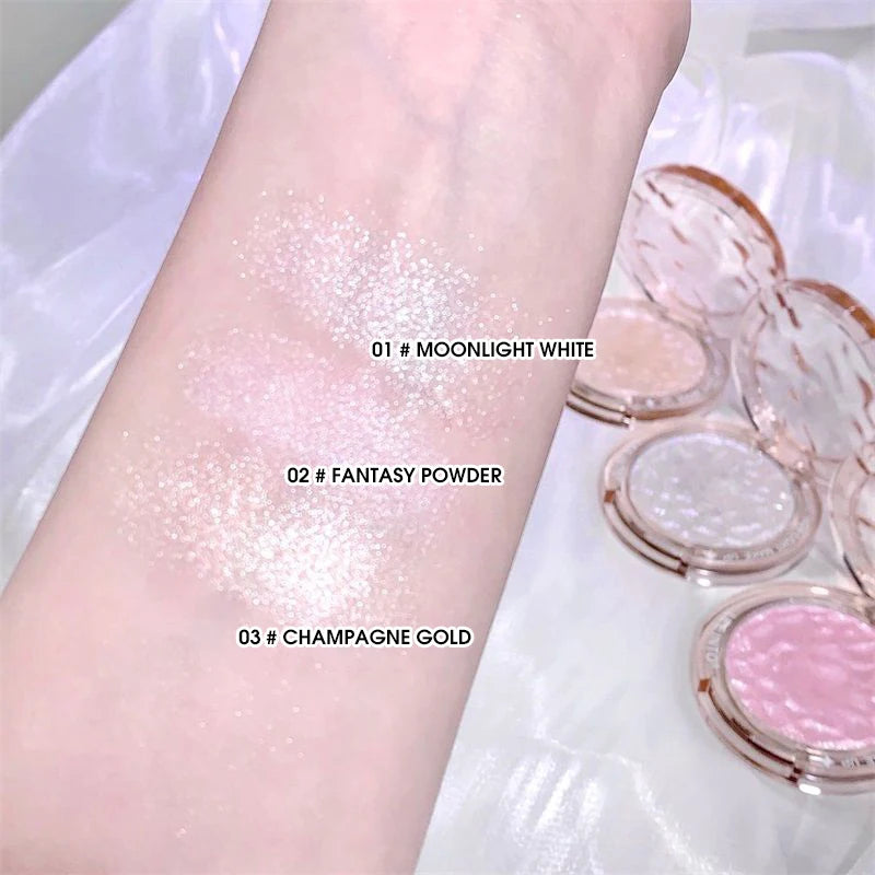Paleta de Iluminador e Contorno com Glitter de Alto Brilho – Acabamento Natural, Efeito Luminoso, Cobertura de Imperfeições e Longa Duração