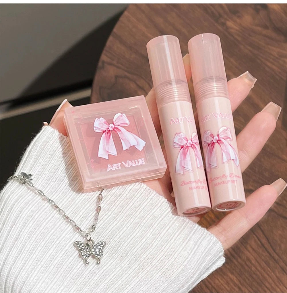 ✨ Kit de Maquiagem Completo com 6 Batons Matte Nude + Paleta de Blush + Colar Brinde