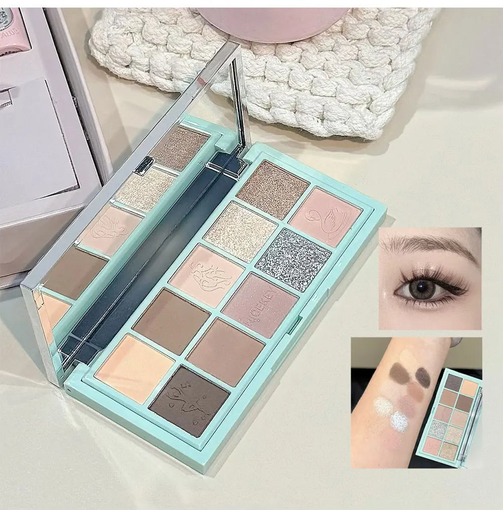 Kit de Maquiagem NICEKEY Pink Ballet Completo com 4 Batons Líquidos Matte, Blush, Pó Compacto, Paleta de Sombras, Paleta de Contorno e Colar Brinde. 💄✨