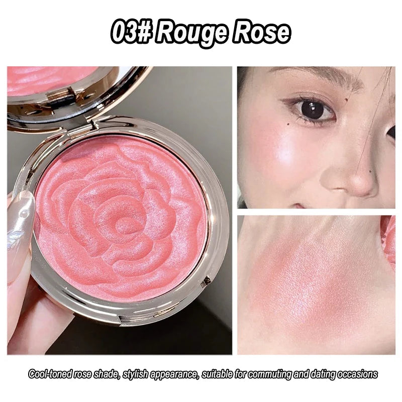 🌹✨ Blush em Pó Rosa com Design Floral