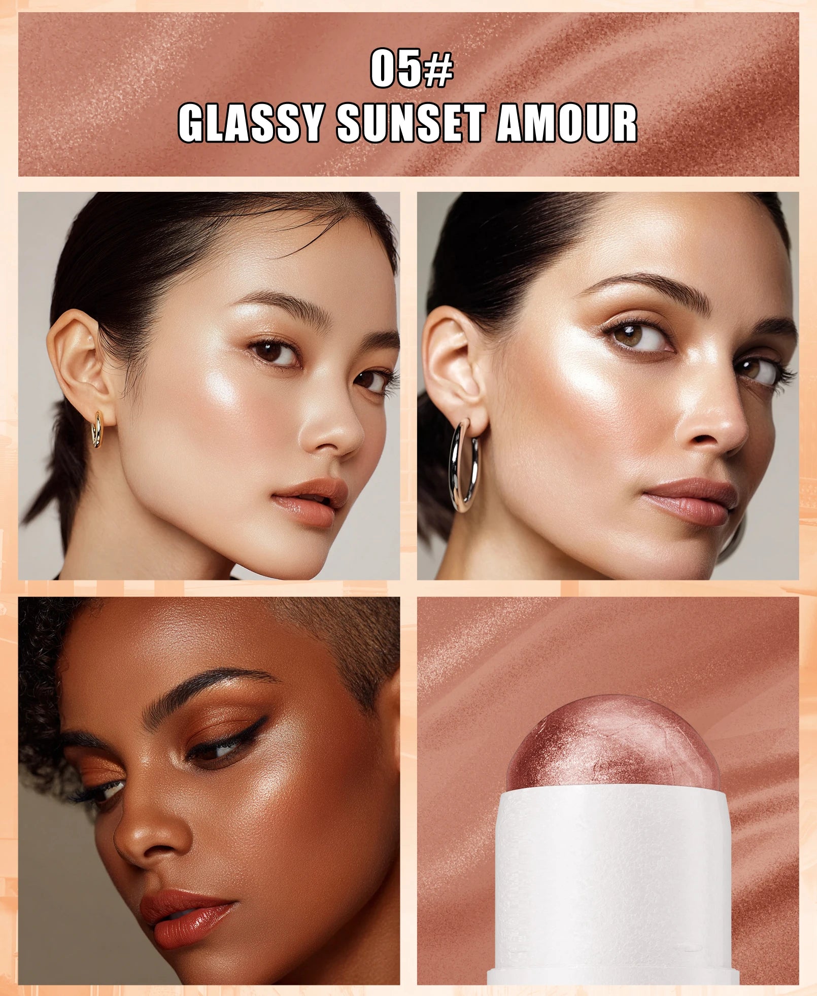 Iluminador em Bastão Natural Brightening – Maquiagem para Contorno e Iluminação Facial, Cobertura Média e Resistente à Água