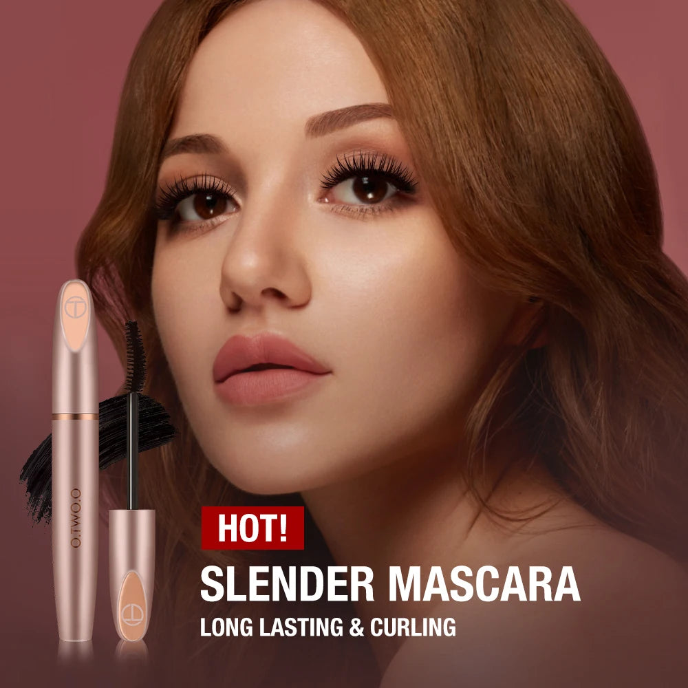 Máscara para Cílios O.TWO.O Preta 3D Silk Fiber – À Prova d’Água, Longa Duração, Alongamento, Volume e Curvatura para Maquiagem dos Olhos