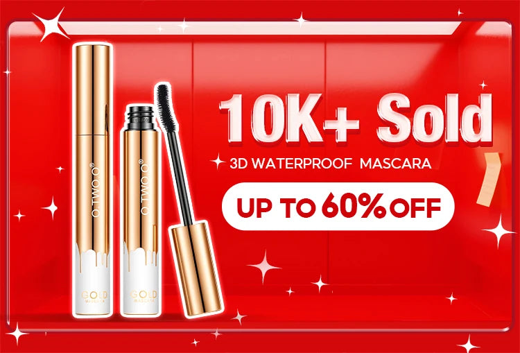 Máscara para Cílios O.TWO.O Preta 3D Silk Fiber – À Prova d’Água, Longa Duração, Alongamento, Volume e Curvatura para Maquiagem dos Olhos