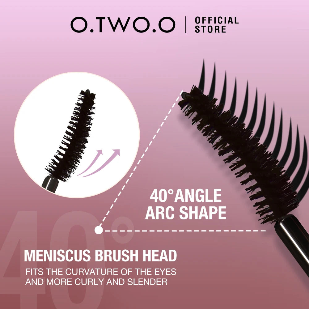 Máscara para Cílios O.TWO.O Preta 3D Silk Fiber – À Prova d’Água, Longa Duração, Alongamento, Volume e Curvatura para Maquiagem dos Olhos