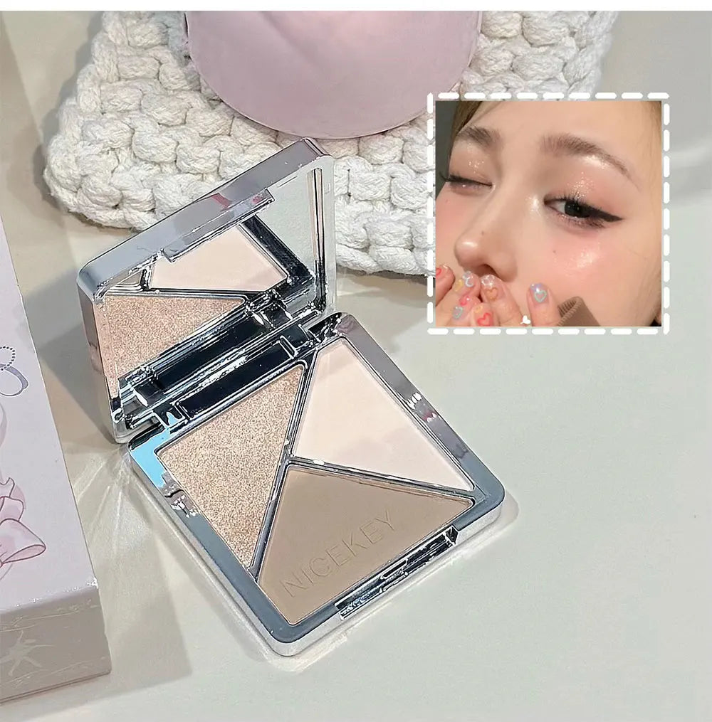 Kit de Maquiagem NICEKEY Pink Ballet Completo com 4 Batons Líquidos Matte, Blush, Pó Compacto, Paleta de Sombras, Paleta de Contorno e Colar Brinde. 💄✨