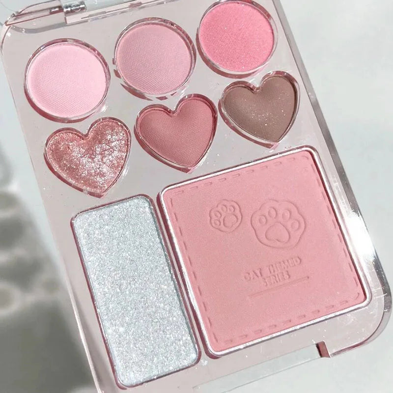 💖✨ Paleta 3 em 1 Coração – Sombras, Blush e Iluminador