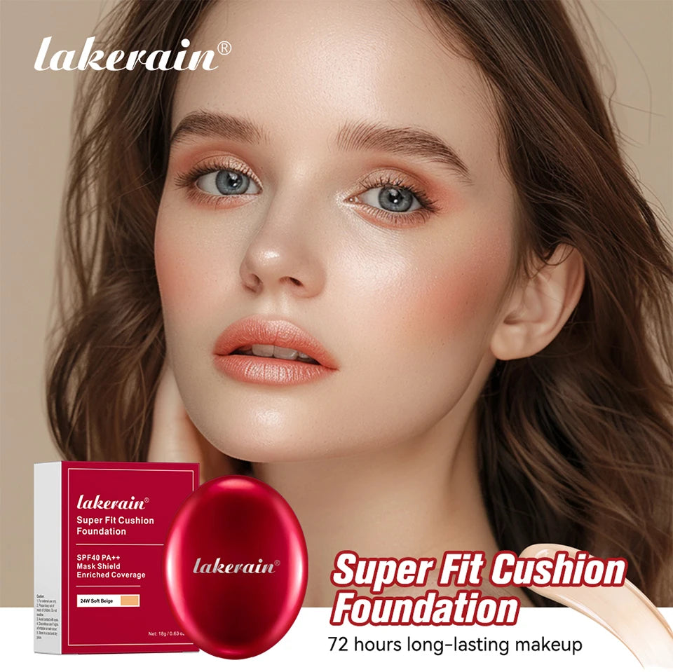 Base Cushion com Protetor Solar, Base Cushion de Alta Cobertura, À Prova D'Água, Corretivo de Longa Duração, Maquiagem de Longa Duração