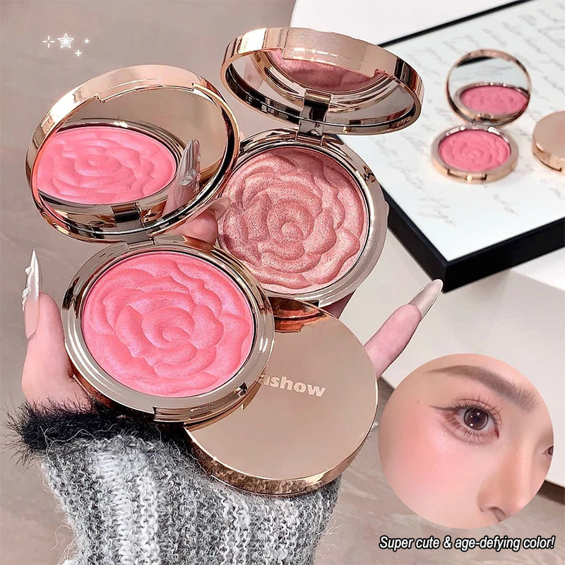 🌹✨ Blush em Pó Rosa com Design Floral