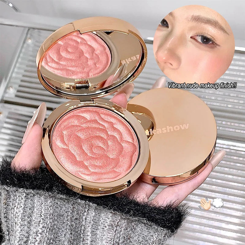 🌹✨ Blush em Pó Rosa com Design Floral